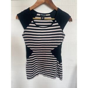 VINTAGE Y2K WET SEAL Striped Tee with Contrast Medium / M Beige Black